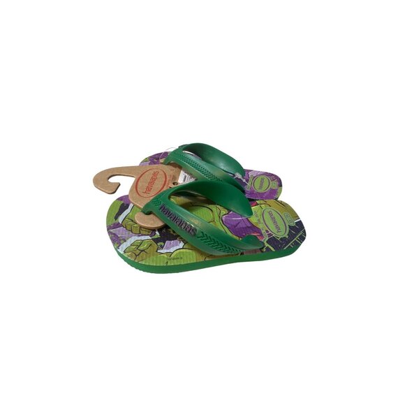 Havaianas Kids Hulk Green & Purple Flip Flops With Printed Design Size 9C - Picture 1 of 4